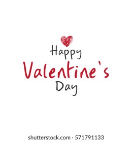 Happy Valentines Day hand drawn lettering design vector illustration.