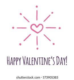 Happy Valentine's Day Hand Drawn Style Abstract Vector Greeting Card