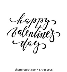 happy Valentine's day. Hand drawn brush pen lettering isolated on white background. design for holiday greeting card and invitation of the wedding, Valentine's day and Happy love day