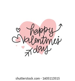 HAPPY VALENTINE'S DAY hand lettered card greeting,illustration EPS10
