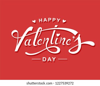 Happy Valentine's Day hand lettering design.Vector Illustration