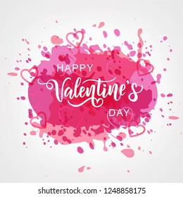 Happy Valentine's day hand lettering. Vector. Celebration, romantic quote postcard, card, invitation, banner template. 