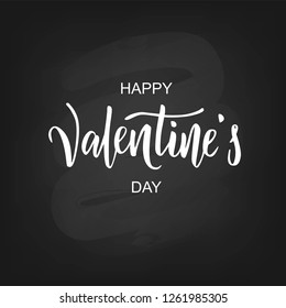 Happy Valentine's day hand lettering. Vector. Romantic quote postcard, card, invitation, banner template. 