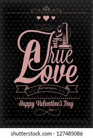 Happy Valentine's Day Hand Lettering - Typographical Background