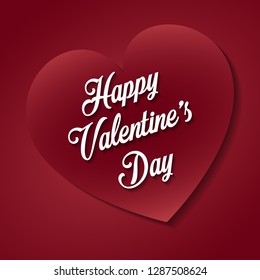 Happy Valentine's day hand lettering on red background. Vector graphics. Romantic card, greeting card, banner template.