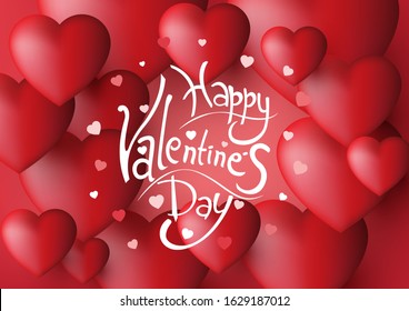 Happy valentines day hand lettering on balloons background