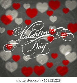 Happy Valentine's Day Hand Lettering - Typographical chalkboard Background