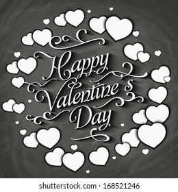 Happy Valentine's Day Hand Lettering - Typographical chalkboard Background