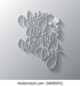 Happy Valentine`s Day hand lettering card or background.  Vector illustration.
