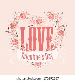 Happy Valentine's Day Hand Lettering - Typographical Background