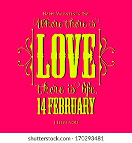 Happy Valentine's Day Hand Lettering - Typographical Background