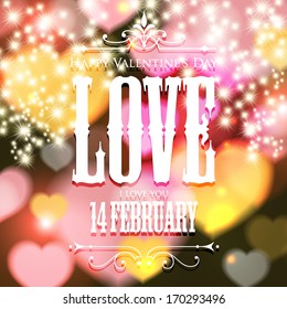 Happy Valentine's Day Hand Lettering - Typographical Background