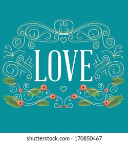 Happy Valentine's Day Hand Lettering - Typographical Background