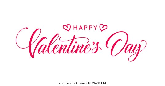 Happy Valentines Day hand lettering. Holiday calligraphic text for use in greeting card, banner, poster, postcard. Valentines Day handwritten clipart text.