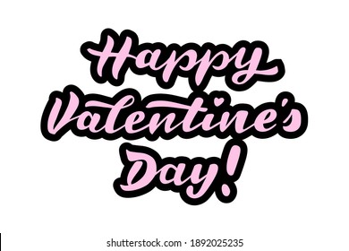 Happy Valentines Day hand lettering vector for cards, banners, wrapping paper, posters, scrapbooking, pillow, cups and fabric design.