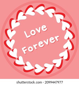 Happy Valentine's Day hand lettering with hearts, greeting cards, banner, poster template. Celebration illustration, poster, love card.	