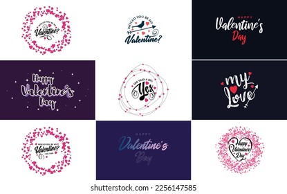 Happy Valentine's Day hand lettering calligraphy text and heart. isolated on white background vector illustration