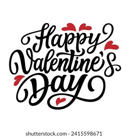 Feliz Día de San Valentín. Texto con letras a mano aislado en fondo blanco. Tipografía vectorial para decoraciones de San Valentín, tarjetas, afiches, pancartas