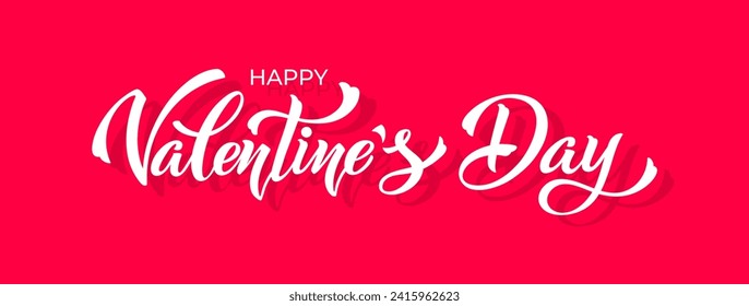 Happy Valentine's Day hand lettering vector type illustration. Vector illustration. Romantic quote card. Text for card or invitation, banner template.