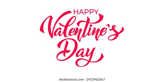 Happy Valentine's Day hand lettering vector type illustration. Vector illustration. Romantic quote card. Text for card or invitation, banner template.