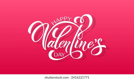 Happy Valentine's Day hand lettering vector type illustration. Vector illustration. Romantic quote card. Text for card or invitation, banner template.