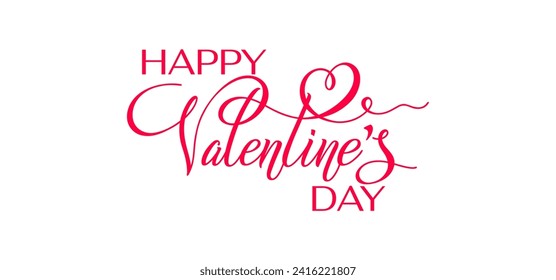 Happy Valentine's Day hand lettering vector type illustration. Vector illustration. Romantic quote card. Text for card or invitation, banner template.