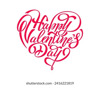 Happy Valentine's Day hand lettering vector type illustration. Vector illustration. Romantic quote card. Text for card or invitation, banner template.