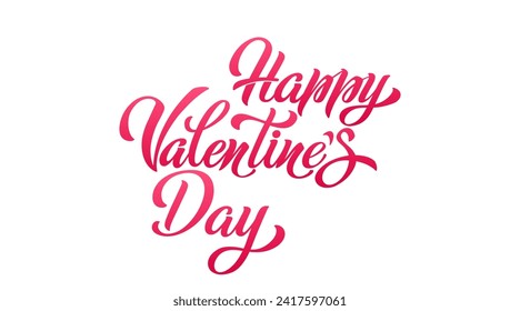 Happy Valentine's Day hand lettering vector type illustration. Vector illustration. Romantic quote card. Text for card or invitation, banner template.