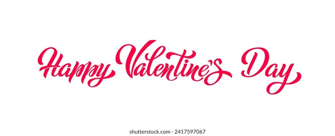 Happy Valentine's Day hand lettering vector type illustration. Vector illustration. Romantic quote card. Text for card or invitation, banner template.