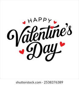 Happy Valentines Day Hand Lettering Design,Valentines Day Celebration Text Design,Valentines Day Script Typography with Red