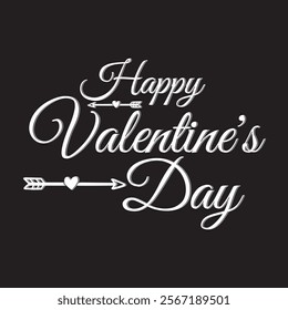 Happy valentine's day hand lettering - handmade calligraphy. Happy Valentine's day romantic greeting card, typography poster etc. vector illustration