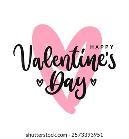 Happy Valentines Day hand lettering design in heart background. Text for Valentines Day typography design.