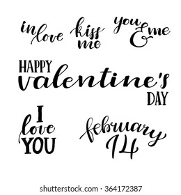 Happy valentine's day. Hand lettering vintage quotes. Modern Calligraphy. Perfect for invitations, greeting cards, blogs, posters and more. Vector