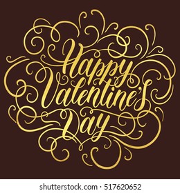 Happy Valentine's day hand lettering. Can be used for website background, poster, printing, banner, greeting card. Vector illustration