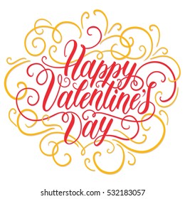 Happy Valentine's day hand lettering. Can be used for website background, poster, printing, banner, greeting card. Vector illustration