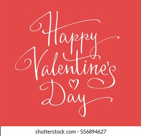 Happy Valentine's Day hand lettering. Vector illustration of copperplate script