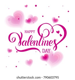 Happy Valentine's Day hand lettering inscription. Vector illustration for greeting card. 