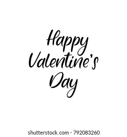 Happy Valentines Day hand lettering inscription. Valentines Modern Calligraphy. Thank You Greeting Card. Vector Illustration. Isolated on White Background