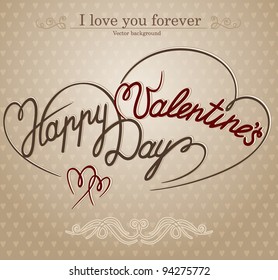 'happy valentine's day' hand lettering - handmade calligraphy; scalable and editable vector illustration (eps8);