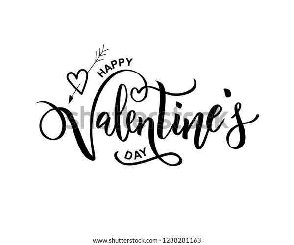 Happy Valentines Day Hand Lettering Vector Stock Vector Royalty Free