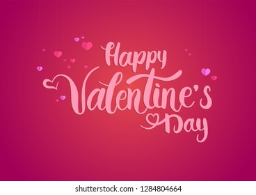 Happy Valentine's Day - hand written lettering with hearts