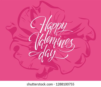 Happy Valentines day, hand written lettering. Romantic calligraphy card inscription Valentine day