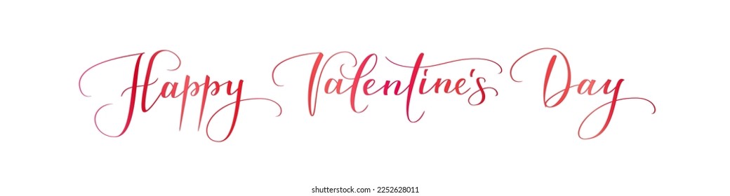 Happy Valentine's Day hand written calligraphy. Elegant lettering, vector text isolated on transparent background. For Valentine's Day cards, headers, tags, overlays, sale banners, party flyers. 