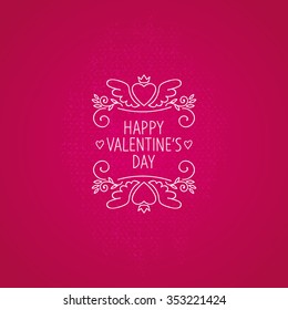 Happy valentines day hand-drawn illustration. Invitation card template.