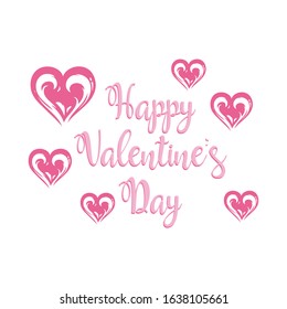 Happy Valentines Day hand-drawn lettering, isolated on a white background. Perfect for holiday flat design. Vector illustration.