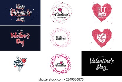 Happy Valentine's Day hand-drawn lettering vector illustration suitable for use in design of flyers. invitations. posters. brochures. and banners