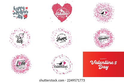 Happy Valentine's Day hand-drawn lettering vector illustration suitable for use in design of flyers. invitations. posters. brochures. and banners