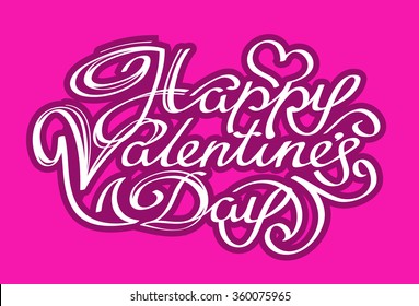 happy Valentines day. Hand-drawn patterned vintage font