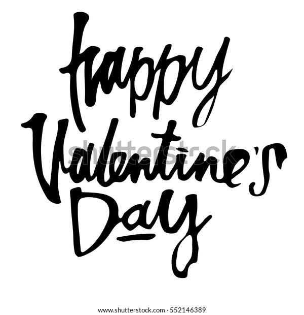 Happy Valentines Day Handwritten Black Lettering Stock Vector (Royalty ...