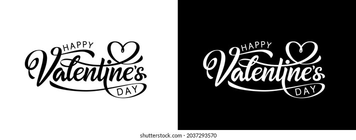 Happy Valentine's Day handwritten calligraphic text. Vector holiday hand lettering for your unique design.